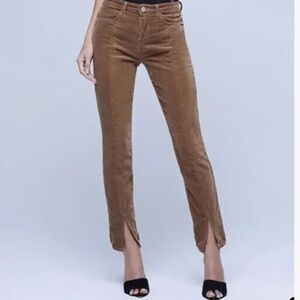 L'AGENCE Jyothi Brown Velvet Pants with slit Revolve